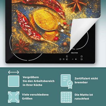 Decorwelt Herd-Abdeckplatte Herdabdeckplatte Kunststoff Aufrollbare Matte Küche Gewürze Orange, (30x52, 1 tlg), für alle Herdarten excl. Gasherde