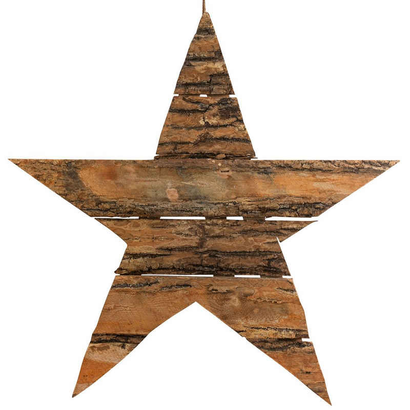 Dehner Dekokranz Weihnachtlicher Deko-Anhänger Stern, Ø ca. 40 cm, handgefertigt aus rustikalem Eichenholz, zum Aufhängen