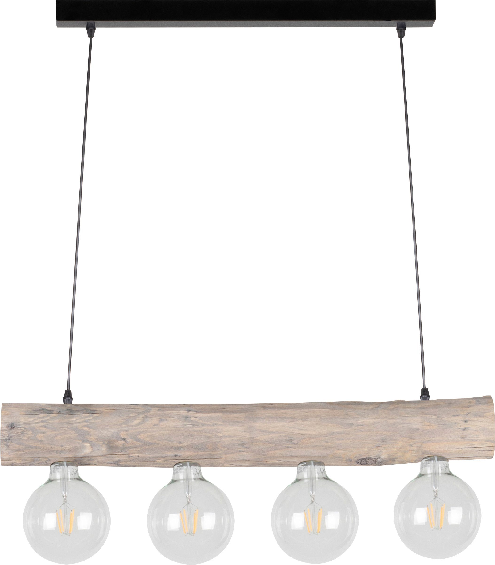 Hängeleuchte, grau wechselbar, gebeizt Leuchtmittel massivem Holzbalken SIMPLE, Holz Light Pendelleuchte Kiefernholz, SPOT aus TRABO