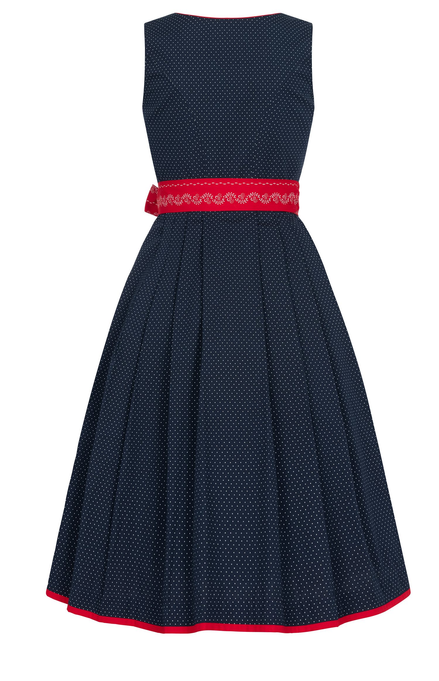 Nübler Dirndl Midi Dirndl Worthersee in Marina-Kirschrot - Rocklänge 70 cm