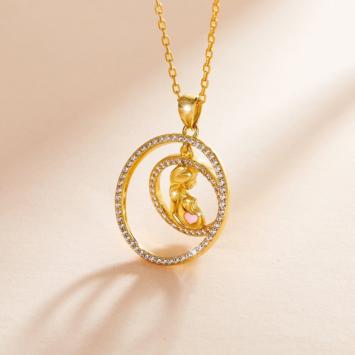 PAVELS Kette mit Anhänger Mom, Raffinierte Goldkette für (werdende) Mütter