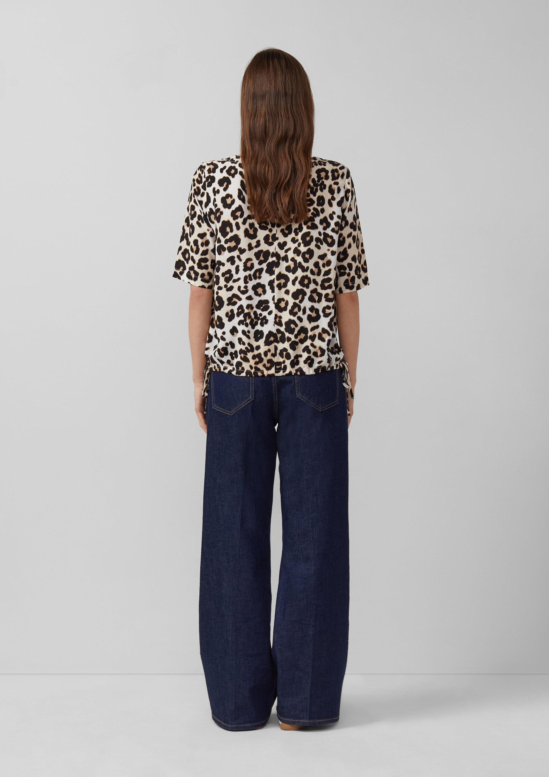 s.Oliver Kurzarmbluse Bluse Shirt-Bluse mit verstellbarem Saum