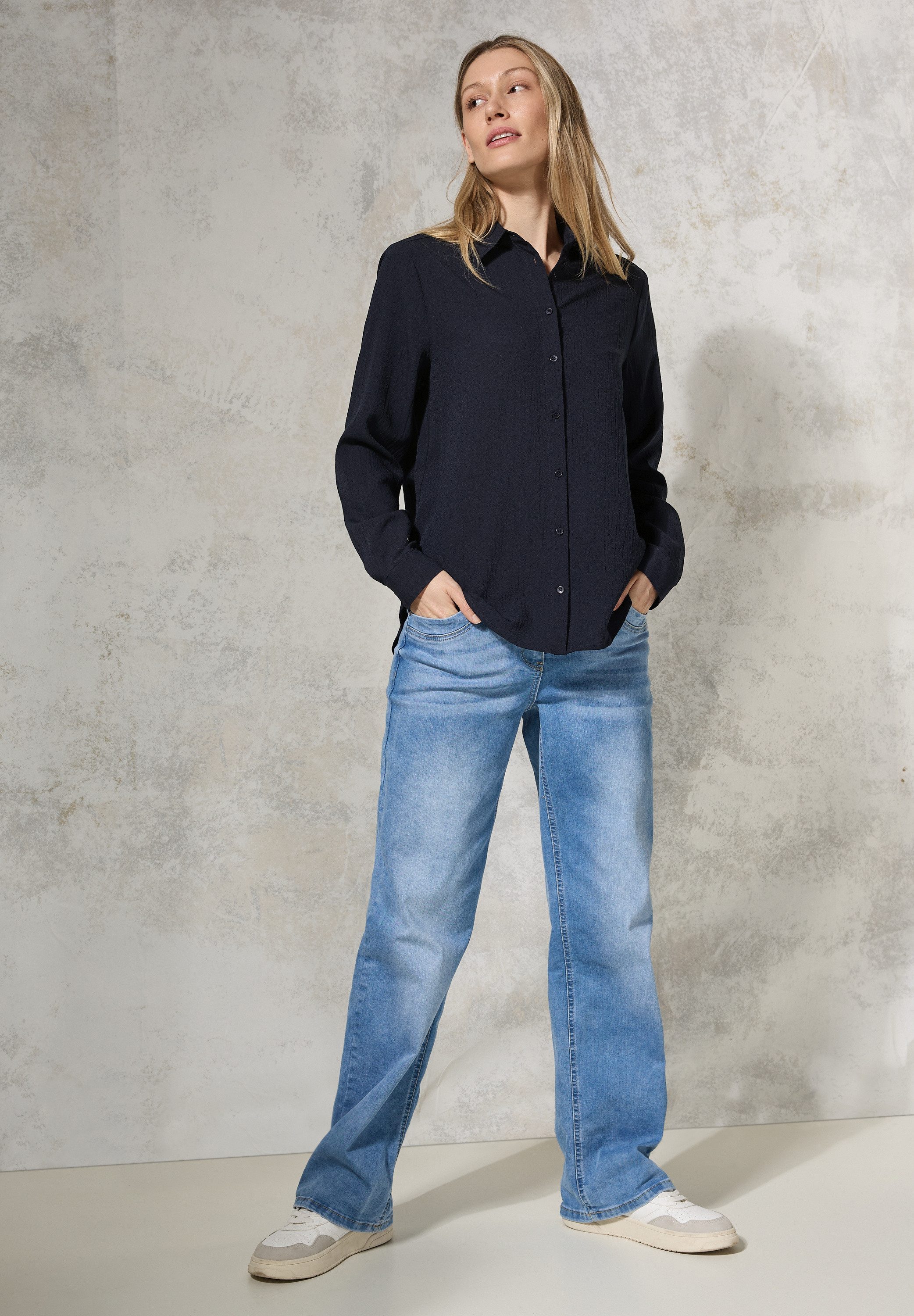 CECIL Langarmbluse aus stretchigem Viskosematerial