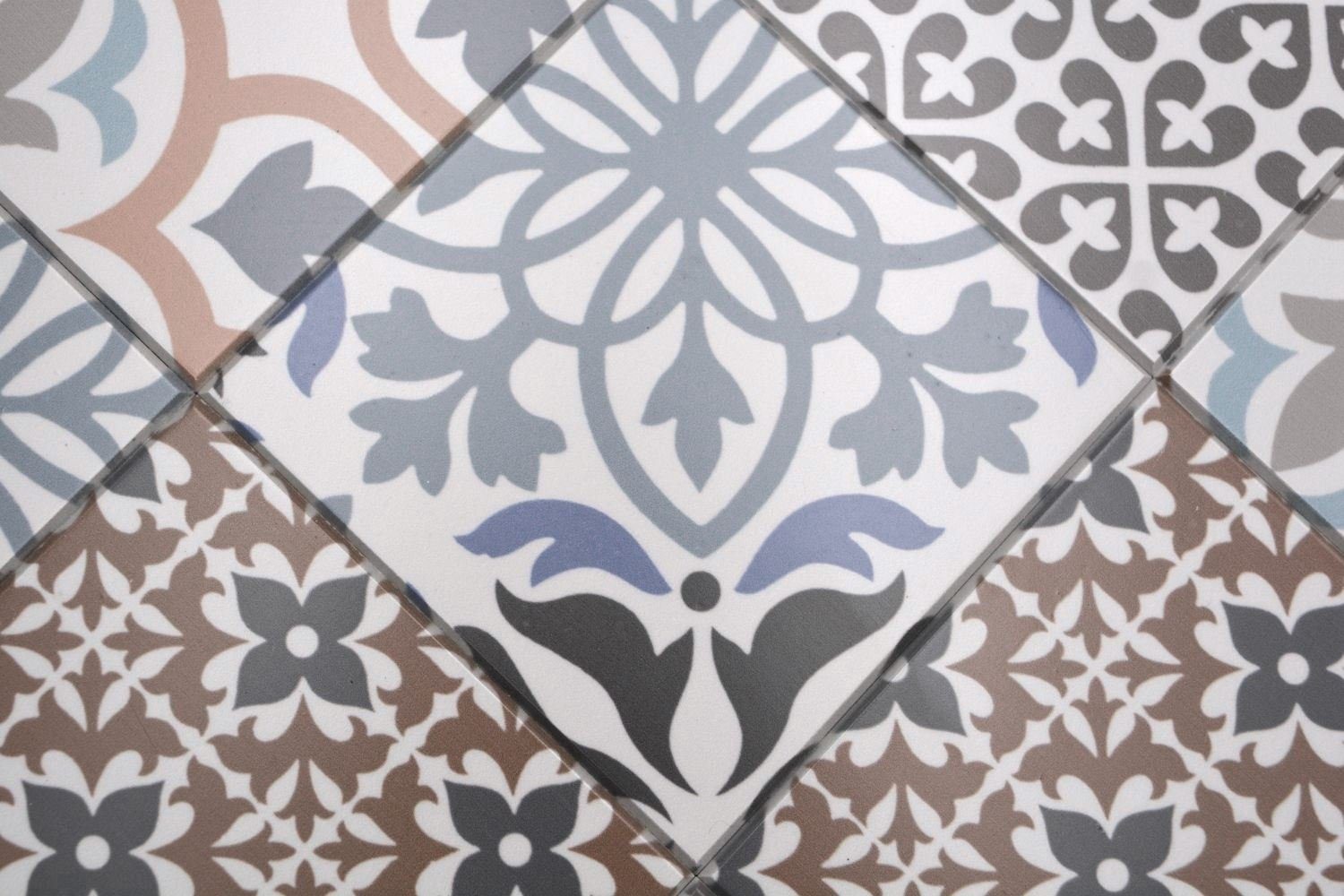 Mosani Wandfliese selbstklebene Fliesen spanische Ornamente Wandpaneele Klebefliesen, Spritzwasserbereich geeignet, Küchenrückwand Fliesenspiegel