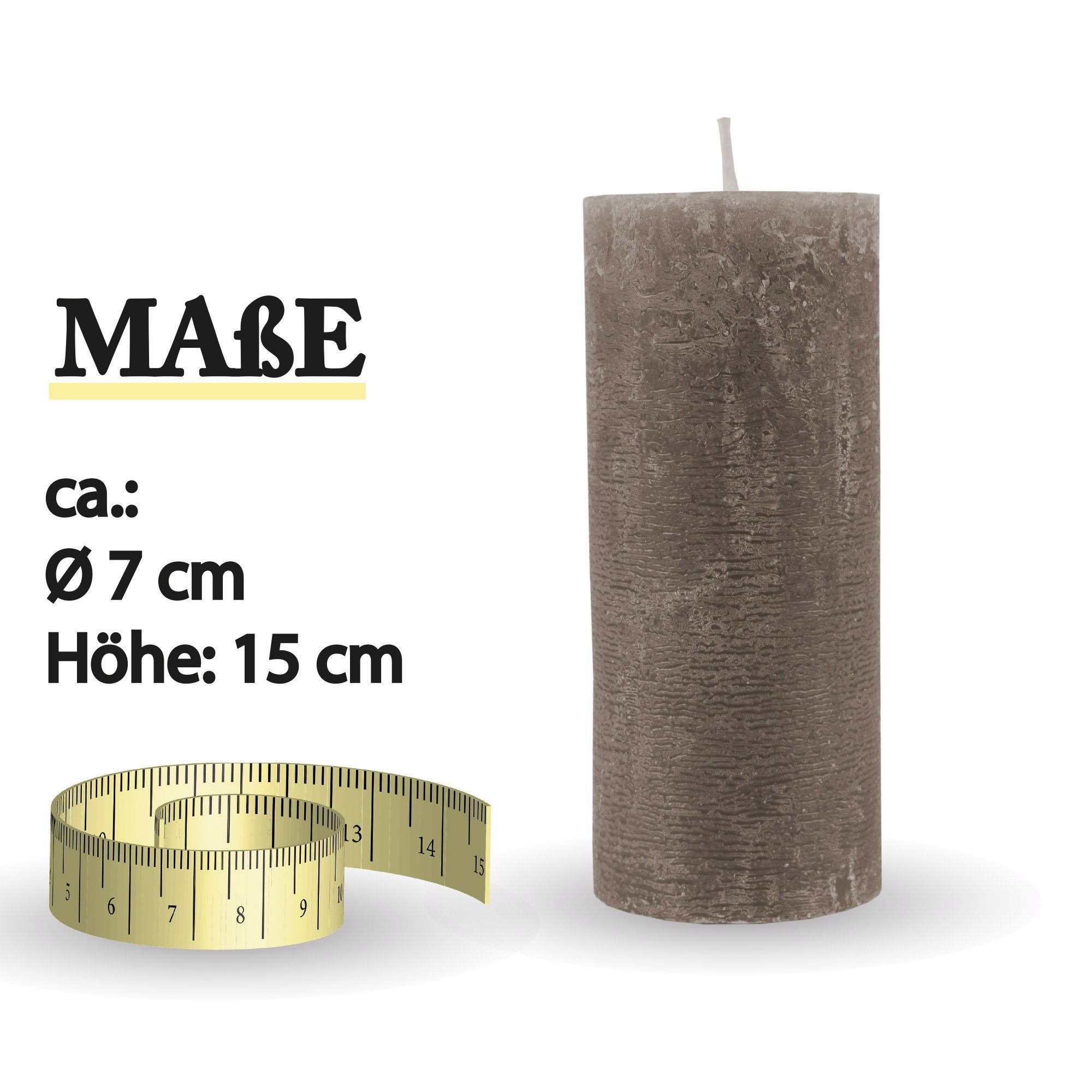 HS Candle Stumpenkerze Rustikale Antik Kerze (vers. Farben / Größen), Duftfreie Altarkerze - Dekokerze - lang Brenndauer - Retro