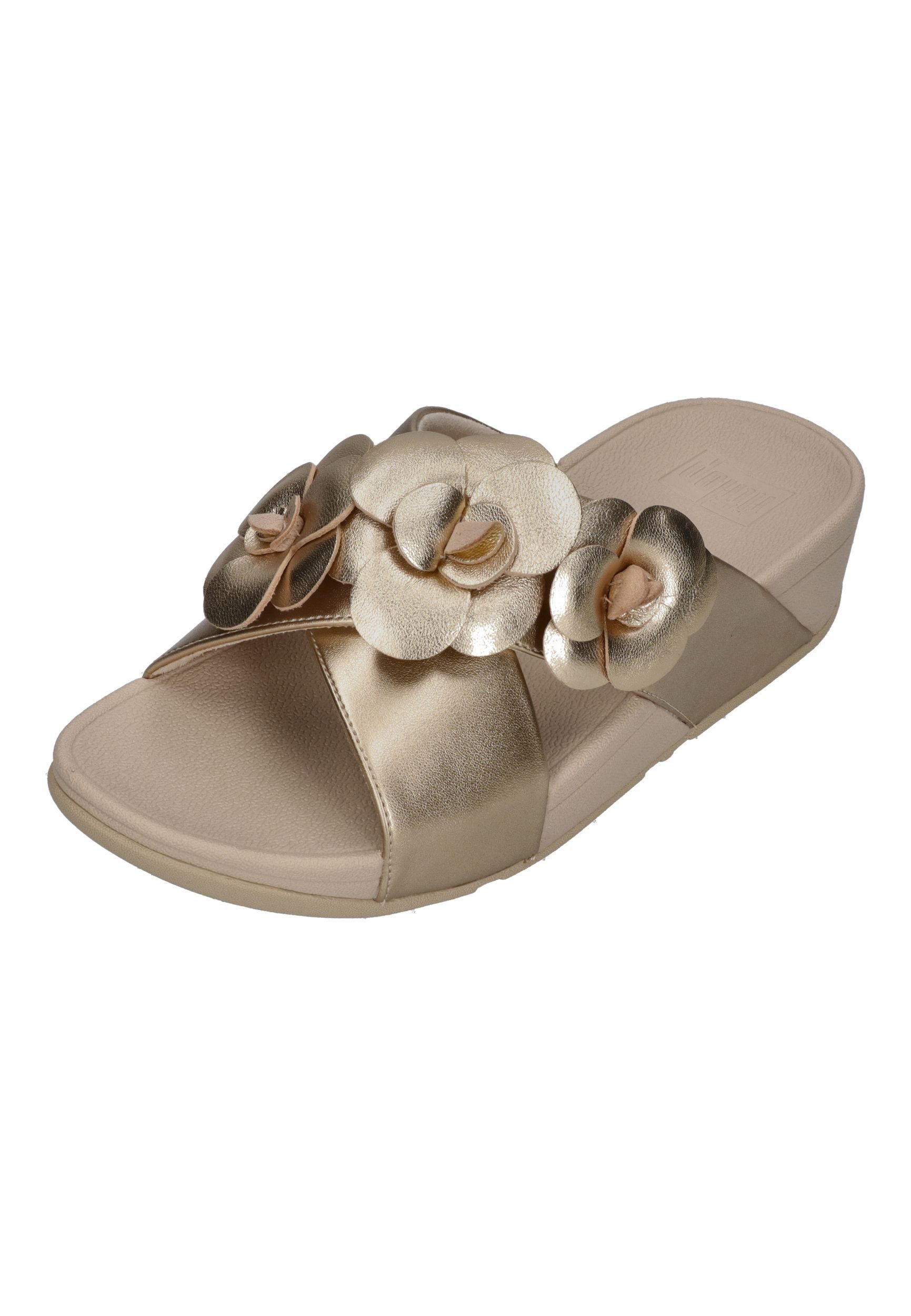 Fitflop LULU FLOWER CROSS SLIDES Pantolette Platino