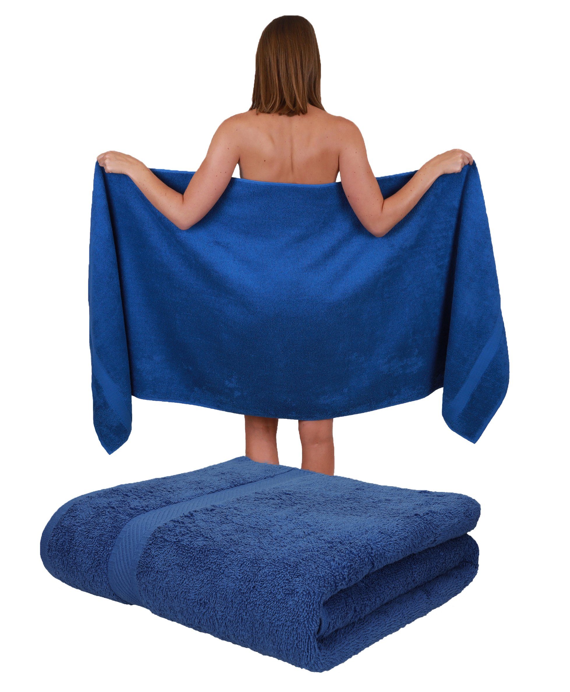 Betz Saunatuch 2 Stück Saunatücher Saunatuch Saunahandtuch Set Palermo 100% Baumwolle Frottier XXL Badetuch Strandtuch Größe 80 x 200 cm, 100% Baumwolle (2-St) blau