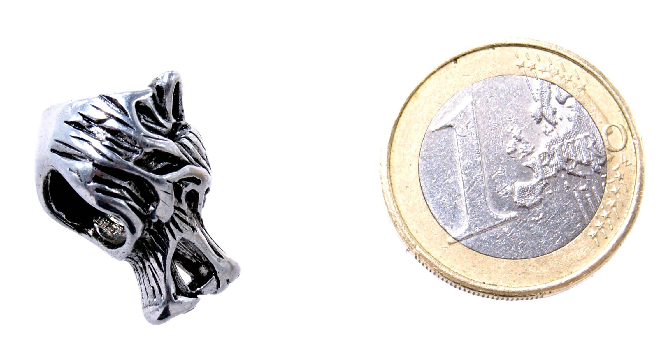 Kiss of Leather Bartstyling-Set Bartperle Wolf Kopf Pearl Haarperle Edelstahl Wolfskopf 8 mm