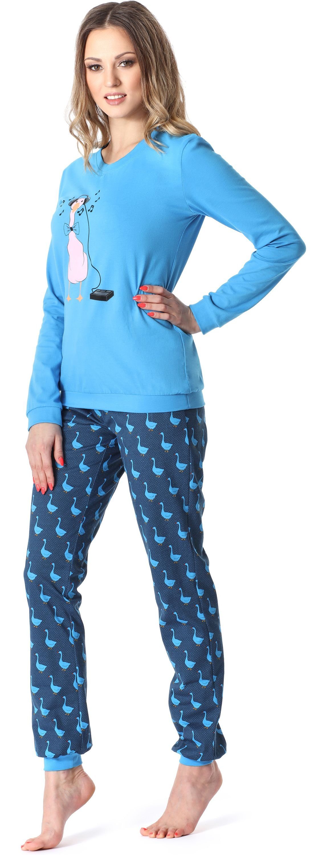 Gans Style Merry Damen MS10-167 Schlafanzug Blau Schlafanzug