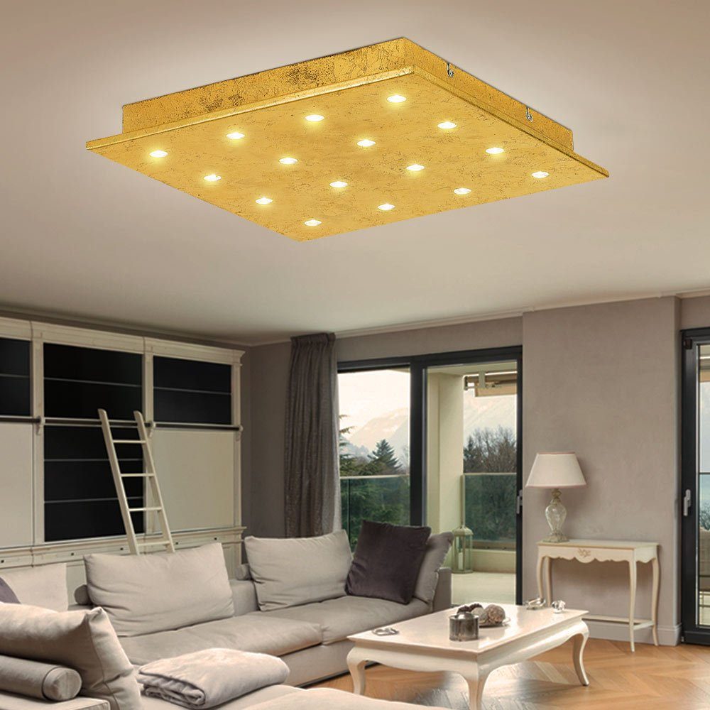 EGLO LED Panel, LED-Leuchtmittel fest verbaut, Warmweiß, LED Decken Leuchte Schlaf Gäste Zimmer Beleuchtung GOLD Panel