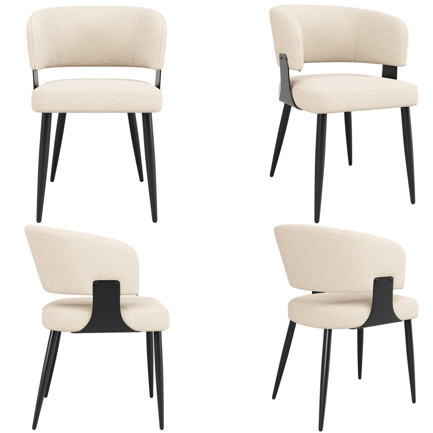 Flieks Polsterstuhl (Set, 4 St), 4er Set Esszimmerstühle mit Armlehnen Wohn günstig online kaufen