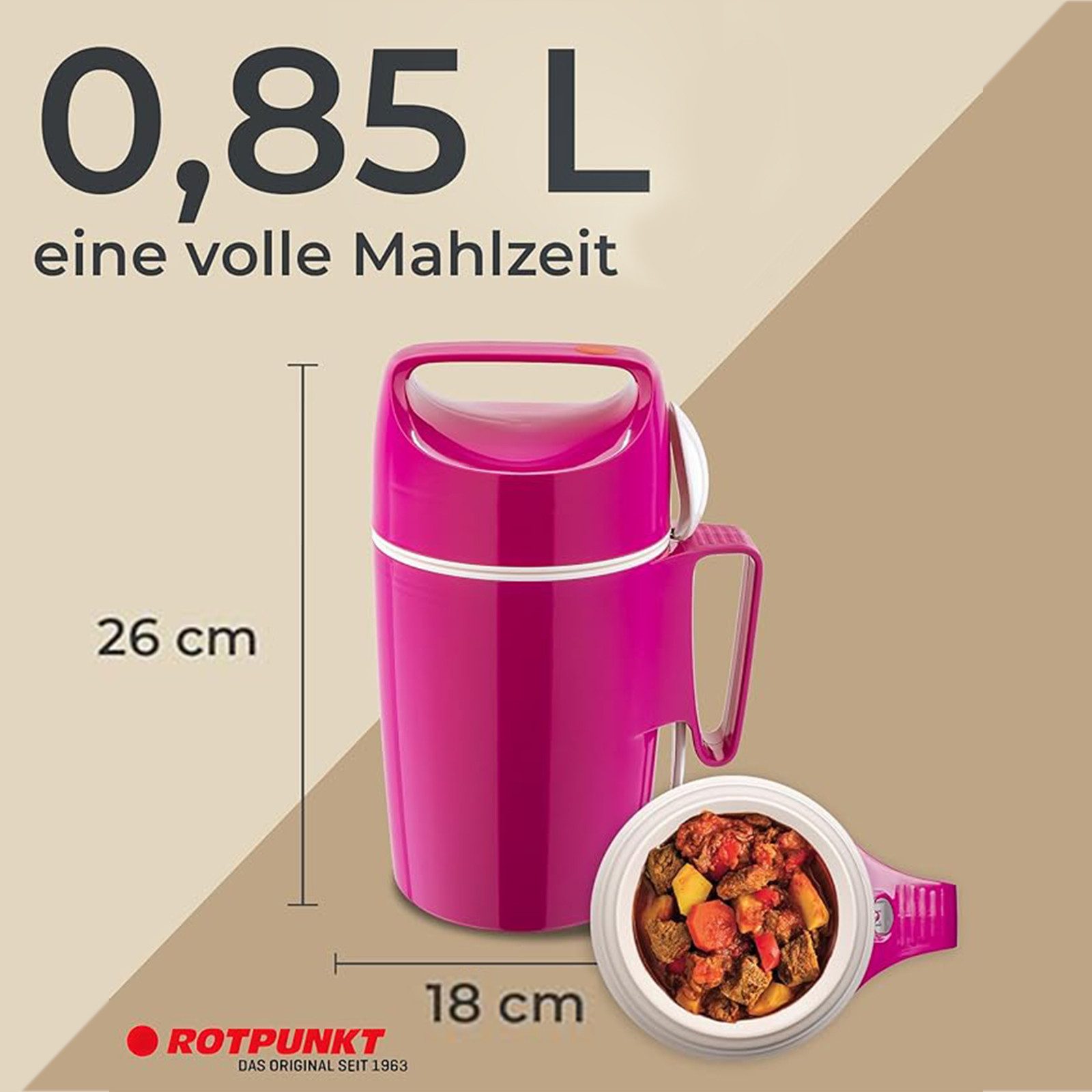 ROTPUNKT Isolierkanne DIRK 850, 0.85 l, isolierend, BPA-frei, phthalatfrei, inklusive Löffel