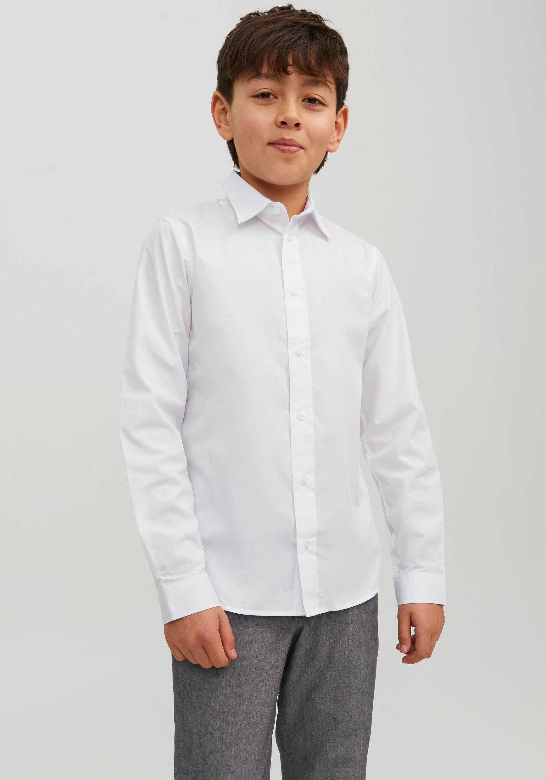 Jack & Jones Junior Langarmhemd JJJOE SHIRT LS PLAIN NOOS JNR Materialmix, regular fit