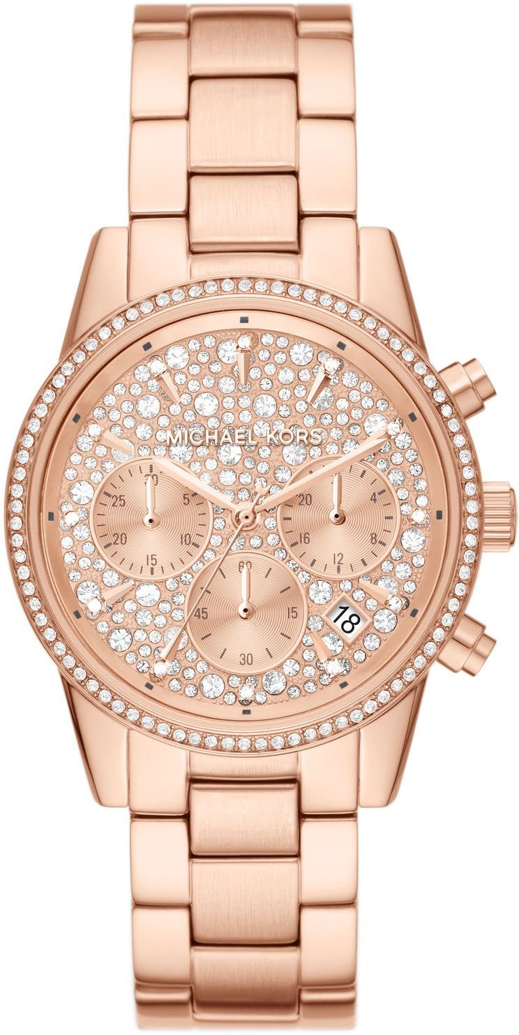 MICHAEL KORS Chronograph RITZ, MK7302, Quarzuhr, Armbanduhr, Damenuhr, Stoppfunktion, 12/24-Std.-Anzeige