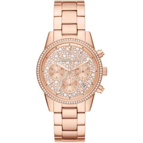 MICHAEL KORS Chronograph RITZ, MK7302, Quarzuhr, Armbanduhr, Damenuhr, Stoppfunktion, 12/24-Std.-Anzeige