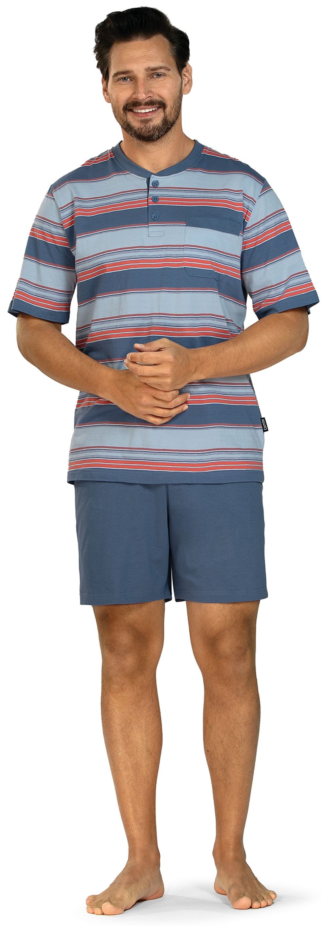 Comte Shorty Lunar Lounge (Set, 2 tlg., 2-teilig) Herren Pyjama kurz Shorty Kurzarm Baumwolle geknöpft große Größen