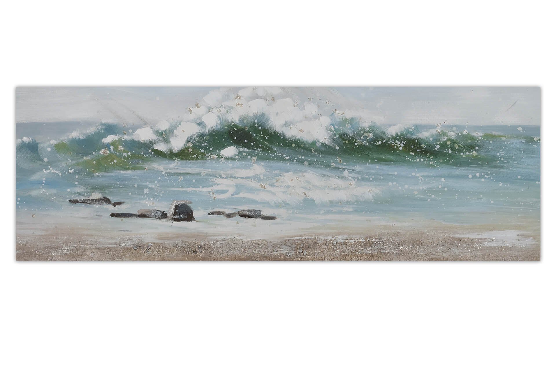 a KUNSTLOFT la cm, Playa 100% Wandbild Leinwandbild HANDGEMALT 150x50 Vamos Gemälde Wohnzimmer