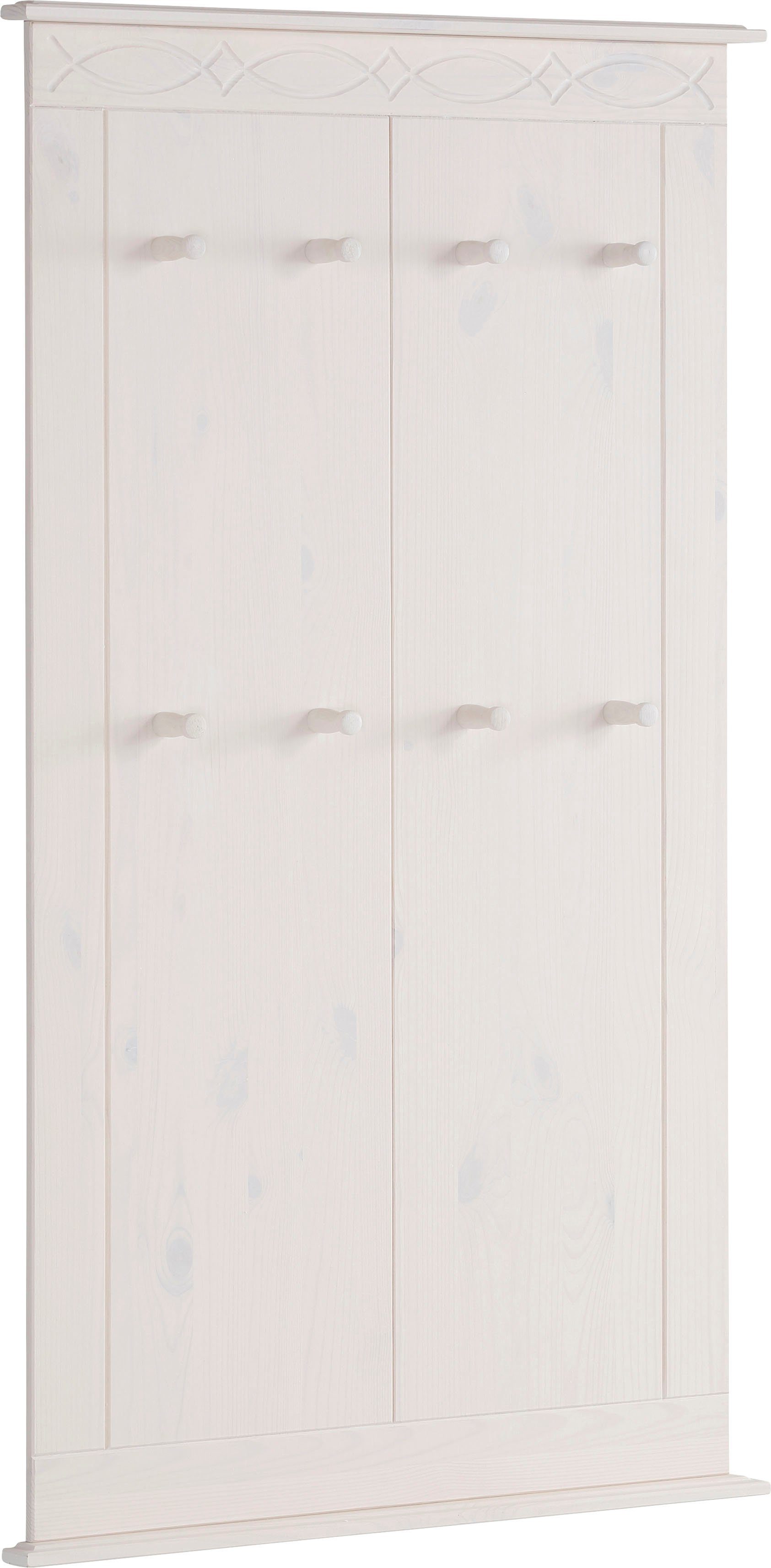 OTTO home Garderobenpaneel Indra (B/T/H: 63/6/100 cm), aus massiver Kiefer, FSC®, 8 Haken, dezentes Ornament