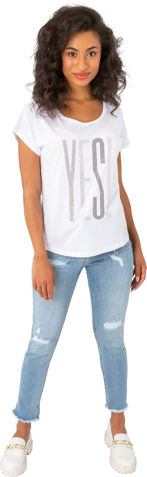 Gio Milano T-Shirt mit Statement-Print "YES" günstig online kaufen