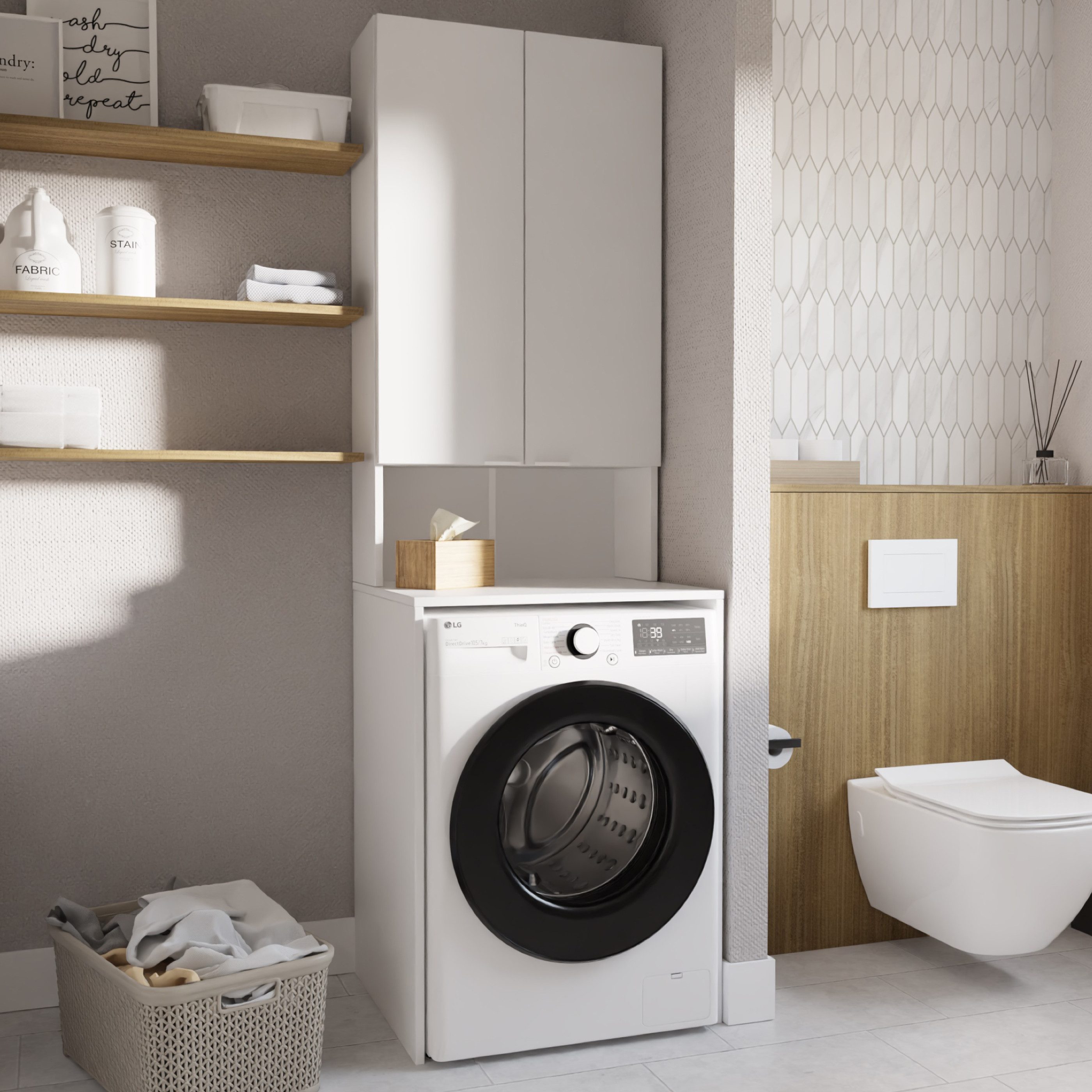 Platan Room Waschmaschinenumbauschrank Badschrank LORA Waschmaschinenschran günstig online kaufen