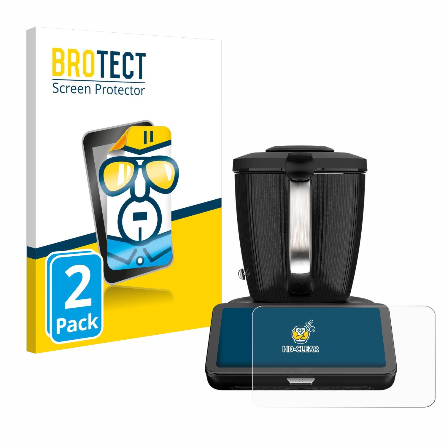 BROTECT Displayschutzfolie Schutzfolie für Vorwerk Thermomix TM7, 2 Stück, Displayschutz Schutz Folie Klar Transparent