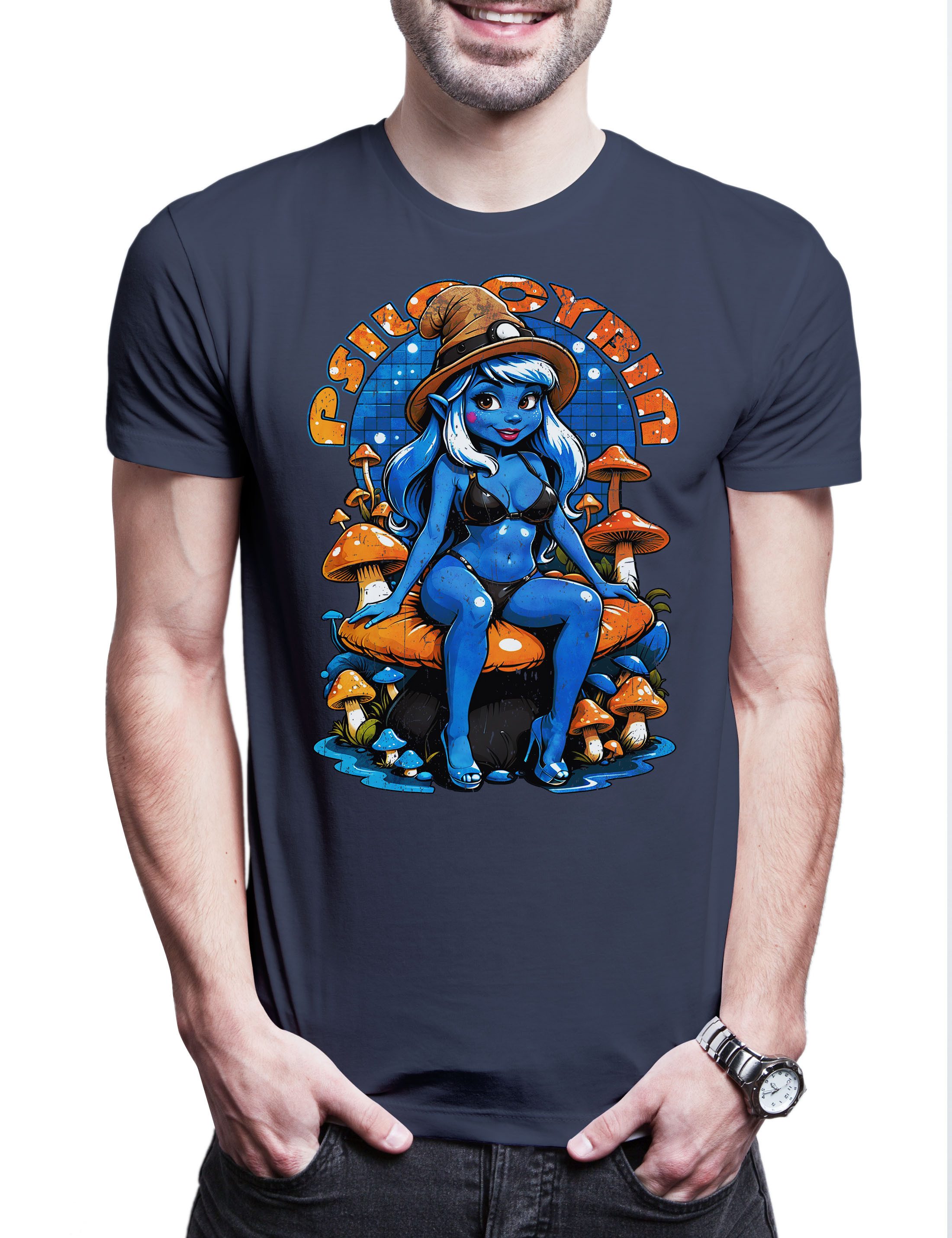 Print-Shirt Shroom Fairy Herren T-Shirt Pilz Mushroom Pilzsammler Vegan Vegetarier
