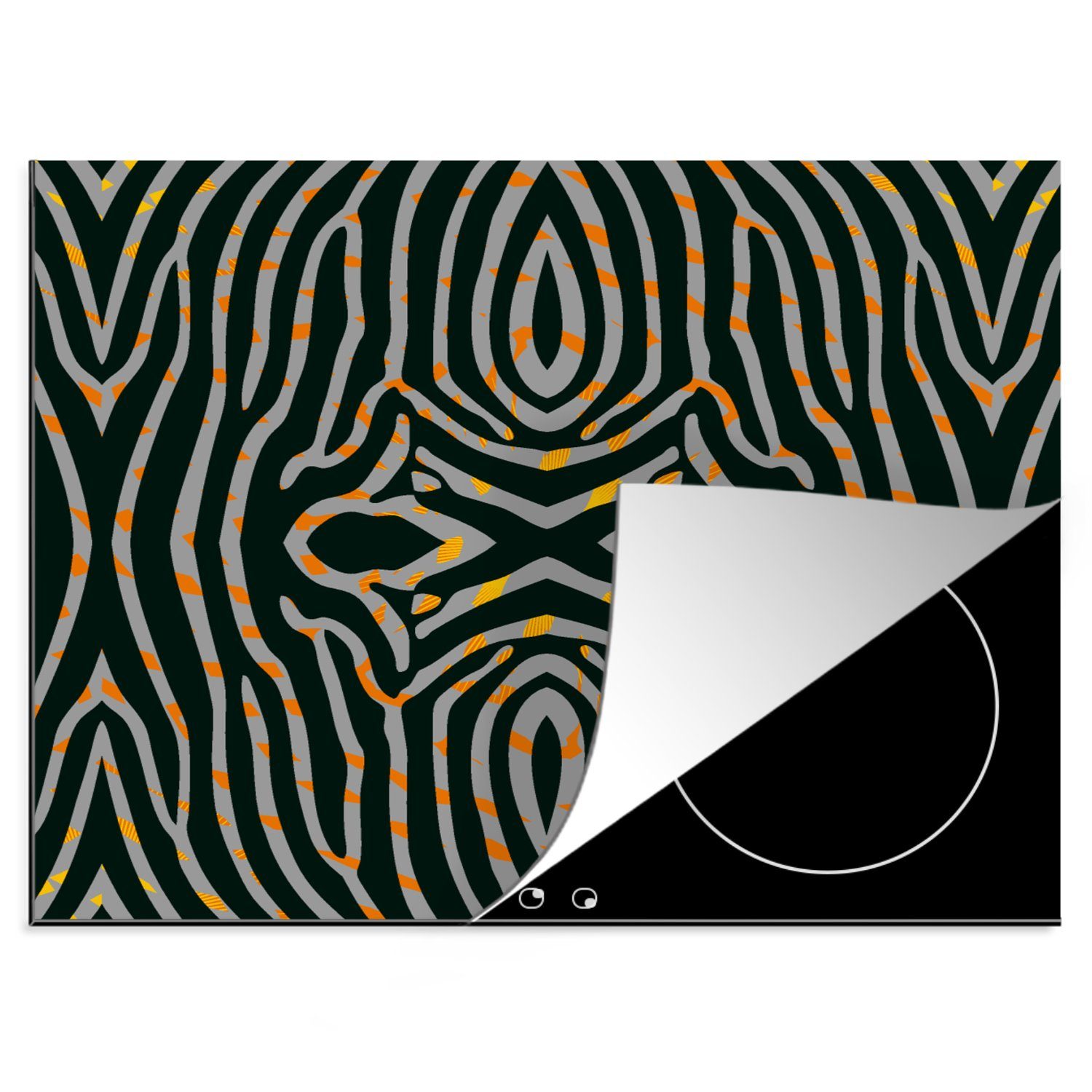 Arbeitsfläche Tiermuster tlg), Ceranfeldabdeckung - (1 - nutzbar, 60x52 MuchoWow Vinyl, Herdblende-/Abdeckplatte Zebra Muster, Mobile cm,