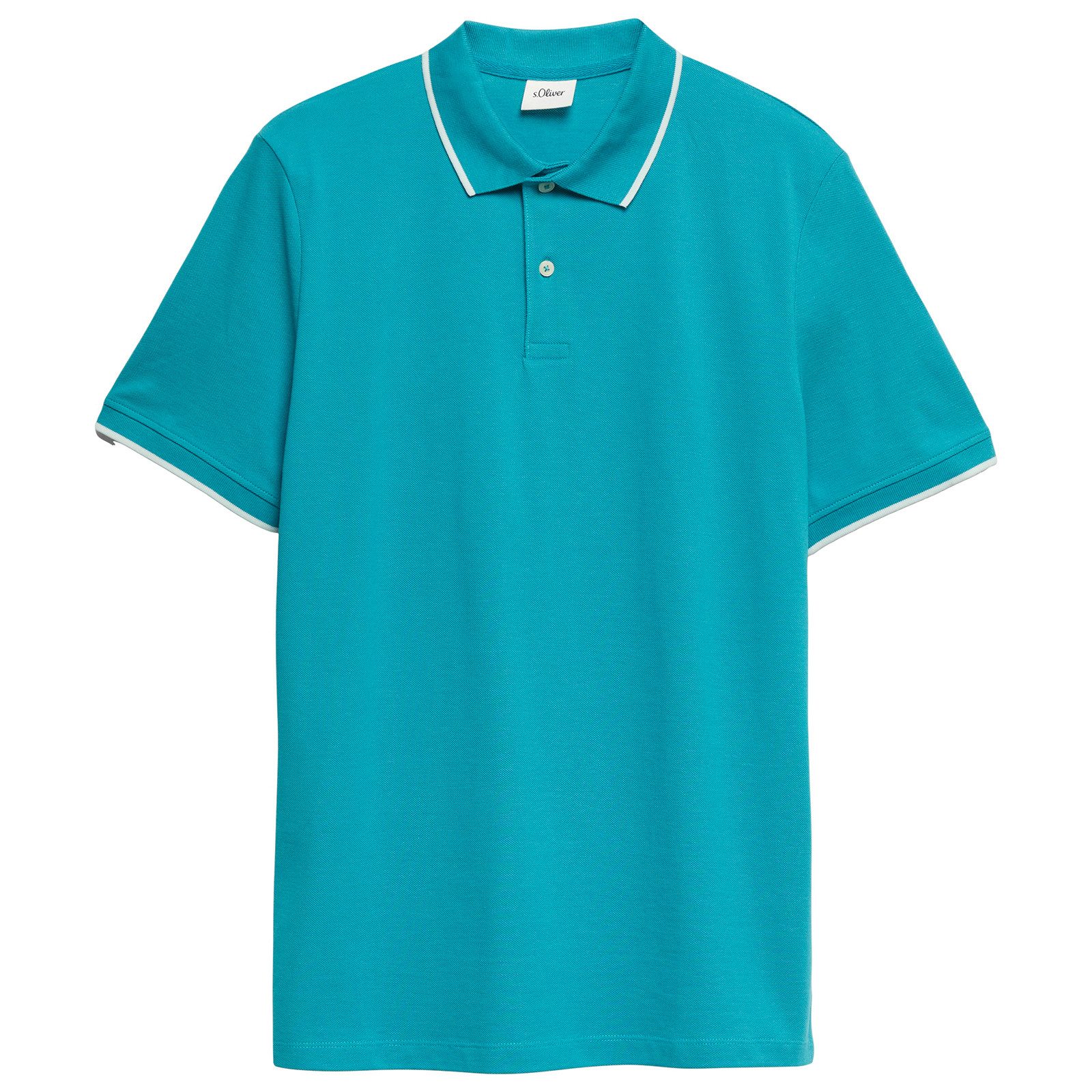 s.Oliver Poloshirt s.Oliver Poloshirt türkisblau XXL Kontraststreifen