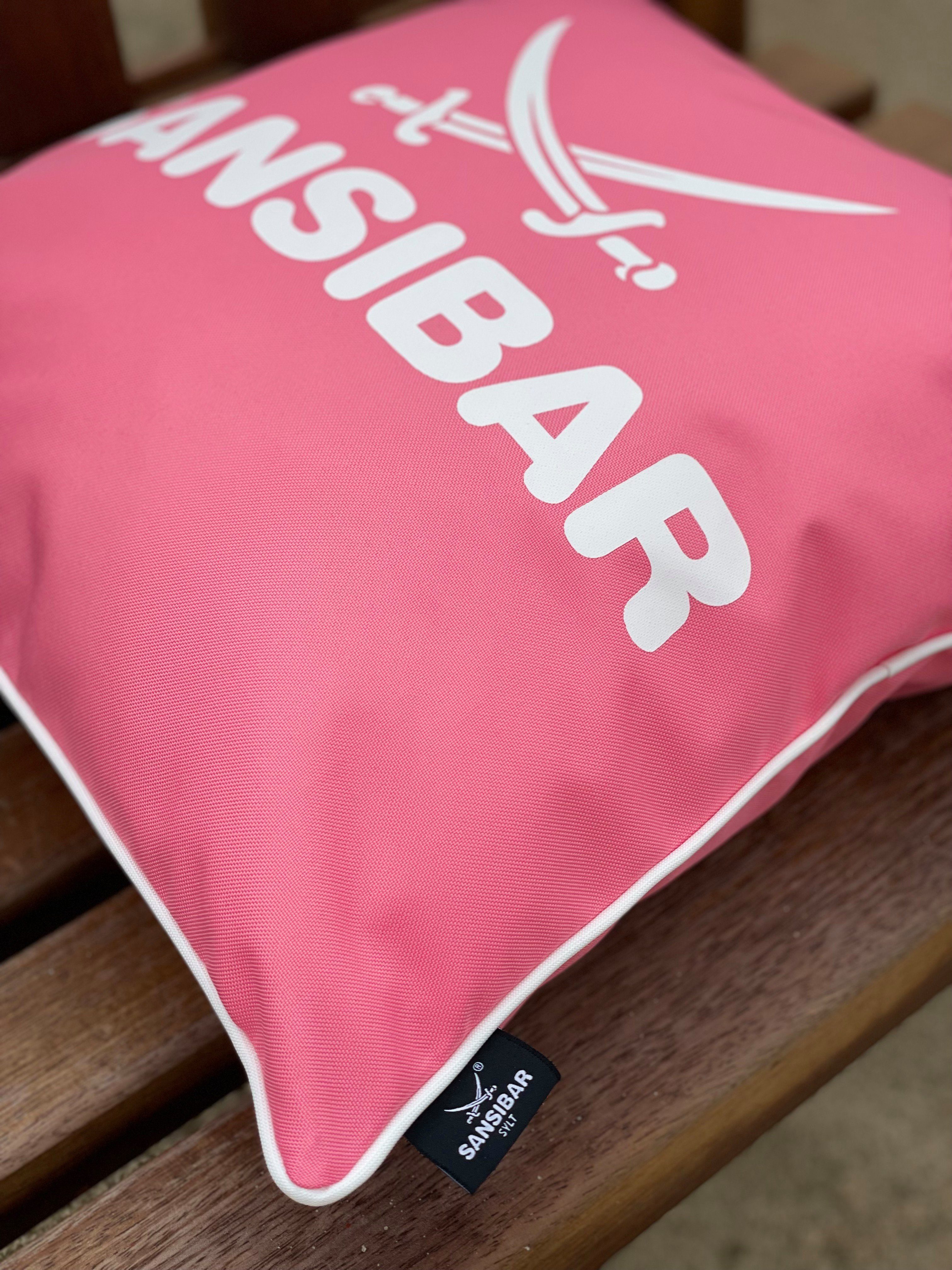 Sansibar Sylt Dekokissen Outdoor 45x45 cm, Kissen und Kissenfüllung, schmutzabweisend wasser- Sansibar geeignet, Stück), (1 Outdoor pink/offwhite Logodruck
