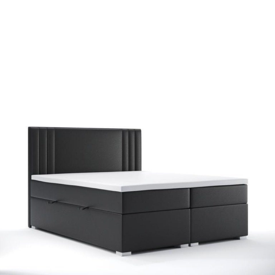 JVmoebel Bett Schlafzimmer Europa Modern Boxspringbett in Doppelbett Polsterbett Polster Schwarz Made Boxspringbett,