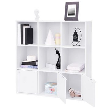 VASAGLE Bücherregal, Bücherschrank, Büro, mit 3 Türen, weiß