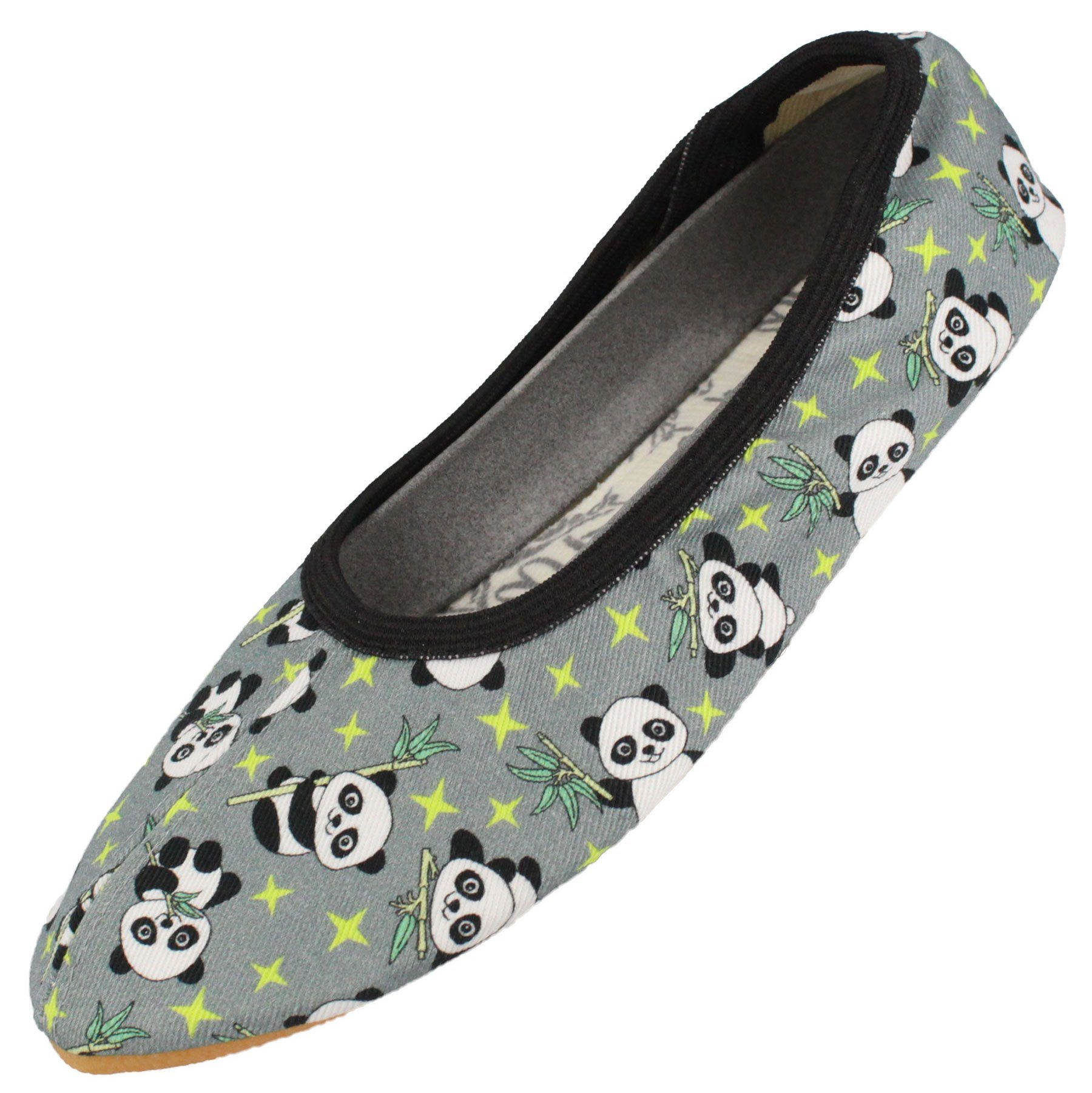 Beck Schläppchen Pandabär Gymnastikschuh (rutschfeste Laufsohle) unisex - robuste Baumwolle – Bild 5 von 5