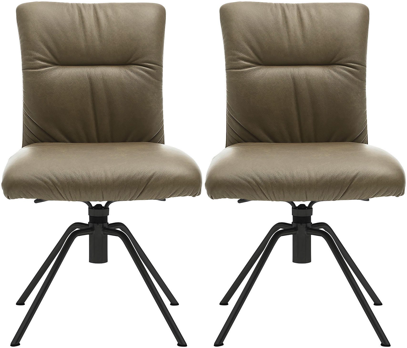 Musterring Polsterstuhl Helmond 6600 (Set, 2 St), Gestell schwarz, drehbar, besonders leger gepolster, ohne Armlehne