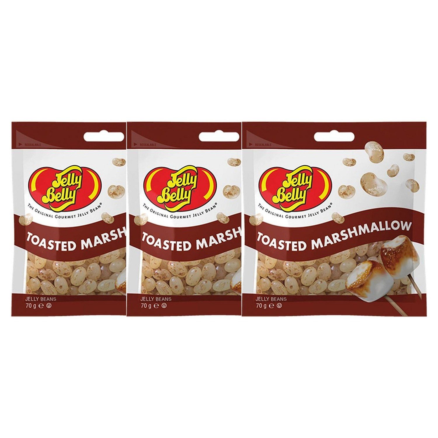 Jelly Belly Süßigkeit, 3 x 70 g, Jelly Belly Toasted Marshmallow