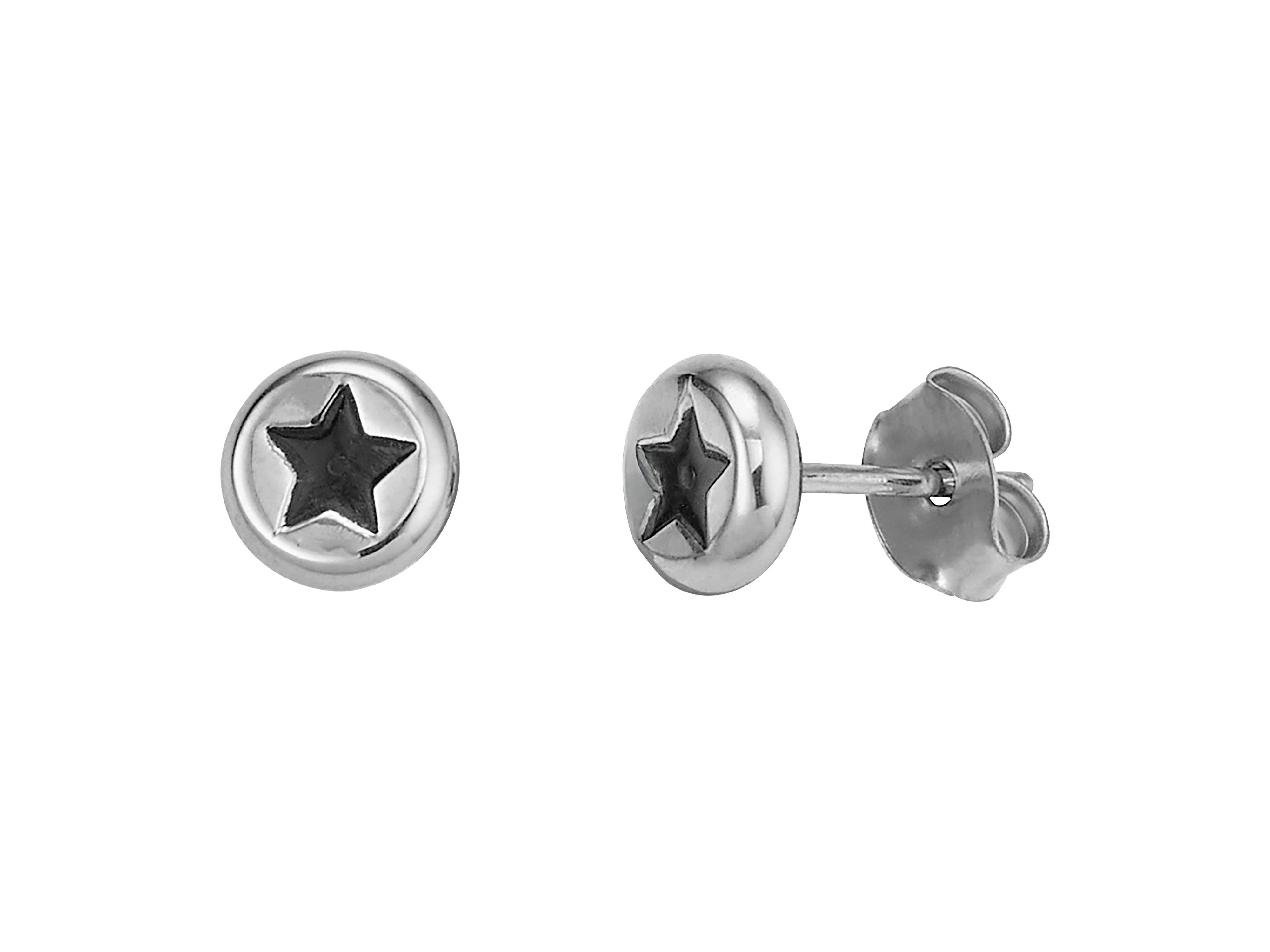 Paar Ohrstecker Schmuck Geschenk Edelstahl Ohrschmuck Ohrringe Kreis rund Stern