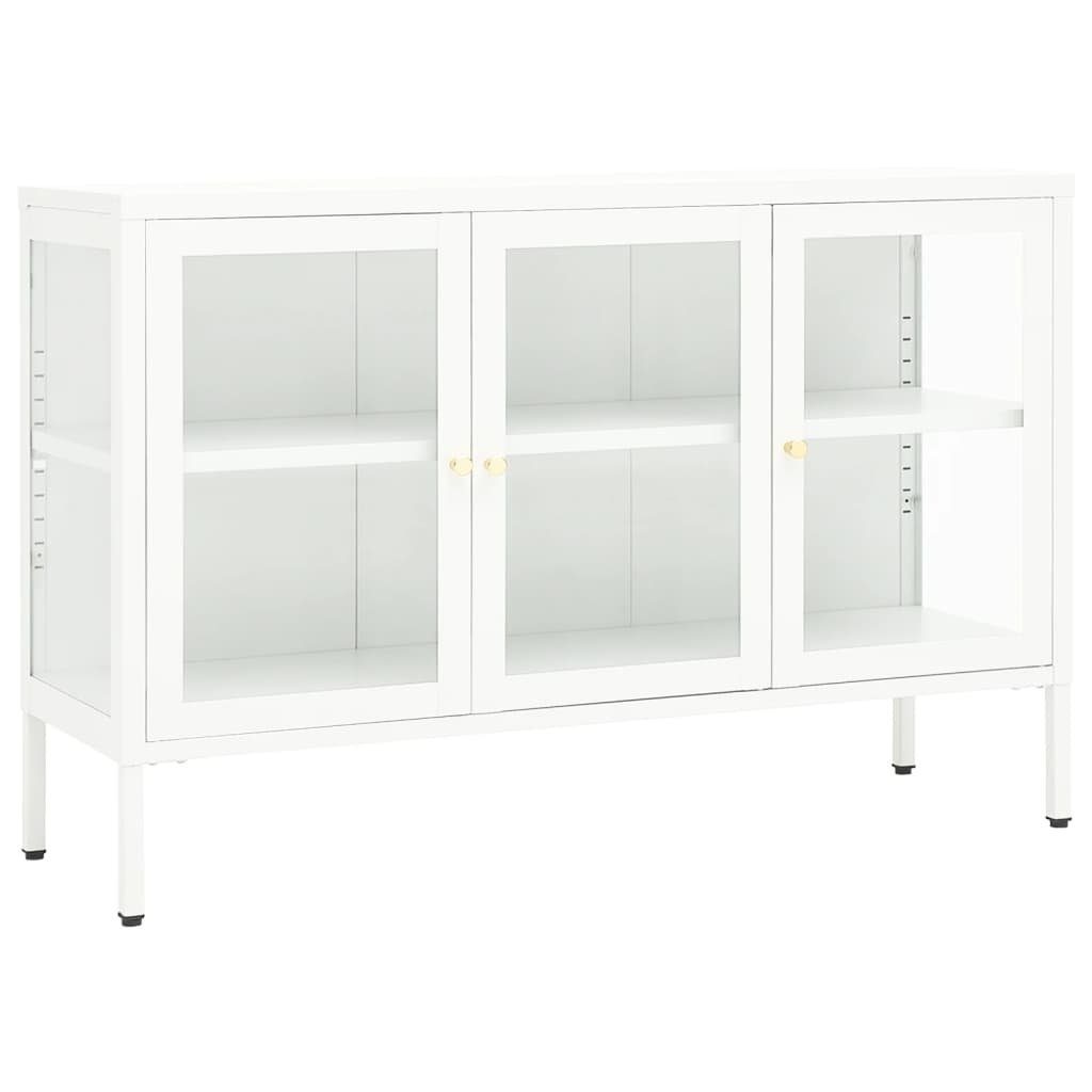 vidaXL Vitrine aus Metall in Weiß mit 3 Türen und 3 Einlegeböden (B/H/T 105 x 70 x 35 cm)