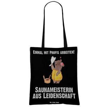 Mr. & Mrs. Panda Tragetasche Saunameisterin Leidenschaft - Schwarz - Geschenk, Beuteltasche, Juteb (1-tlg), Lange Tragegriffe