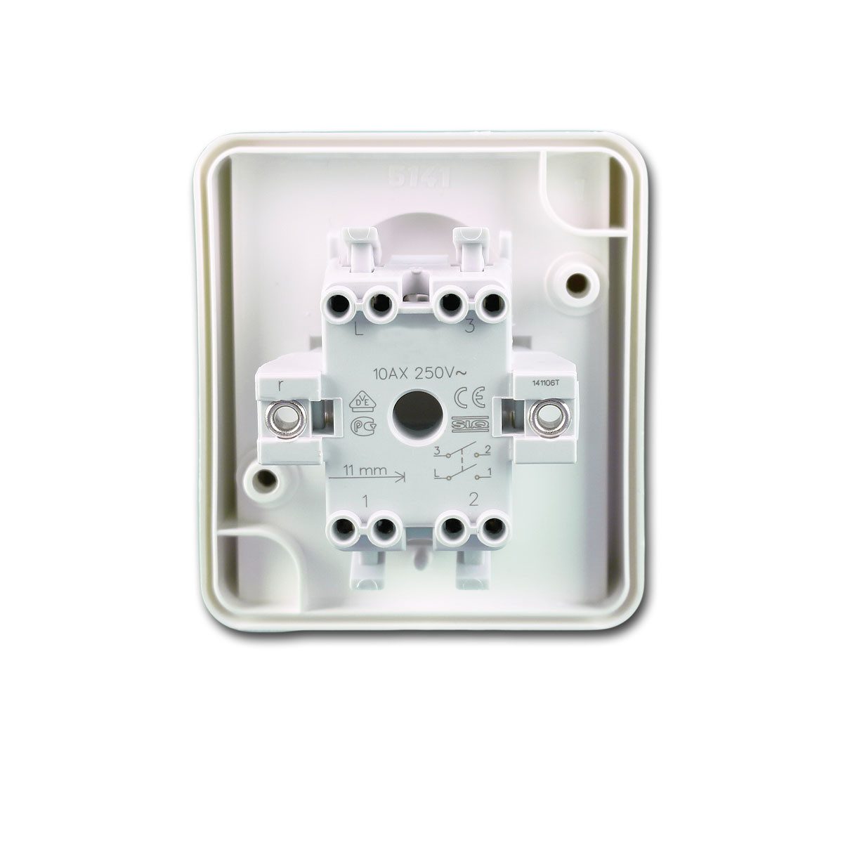 TEM fontana Schalter 2-polig weiß, 250V~/10A, AP, IP44 Unterputzschalter