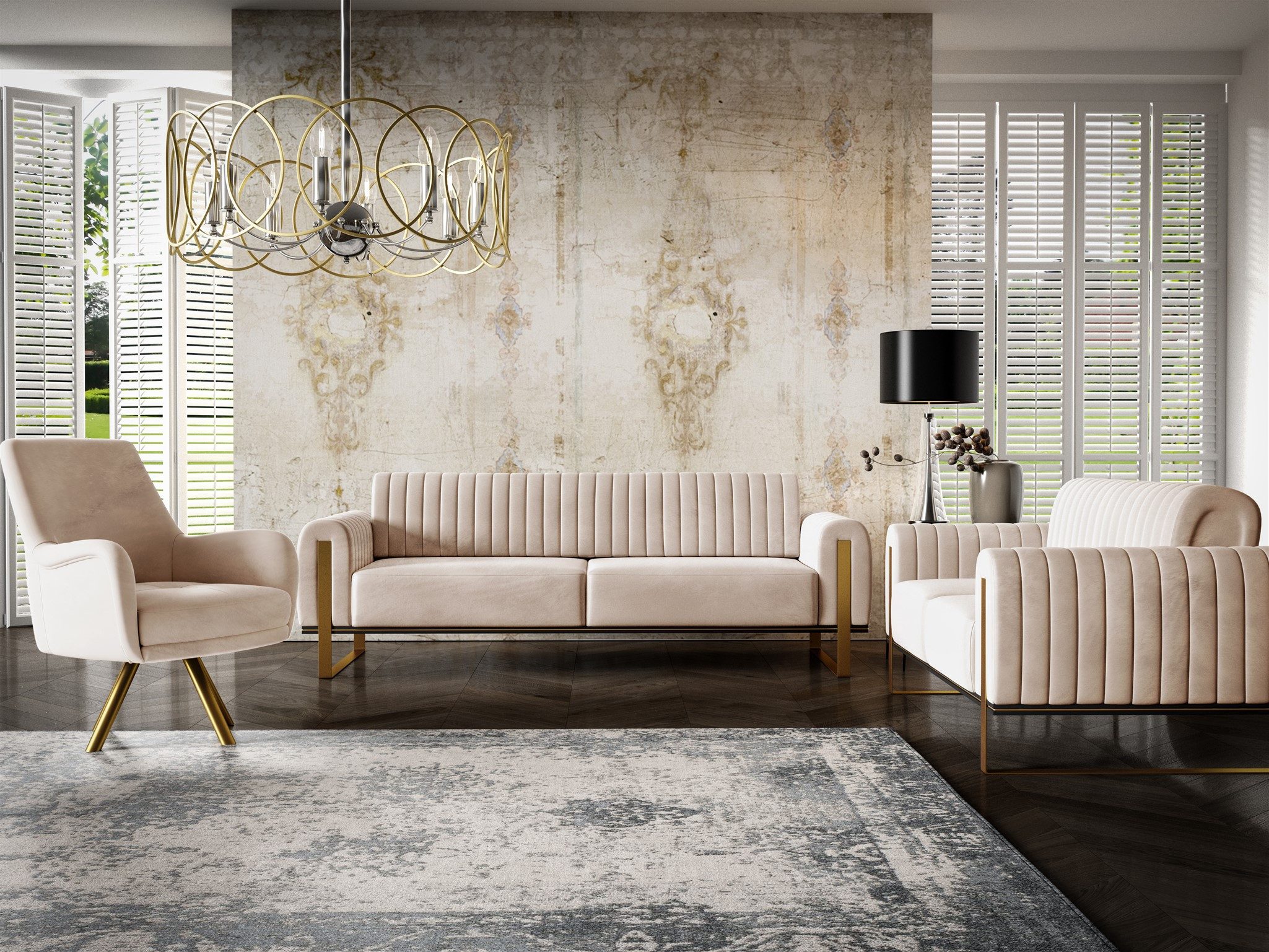 Fun Möbel Polstergarnitur Sofaset Designersofas VALERIE 3-2-1 in Stoff Elis günstig online kaufen