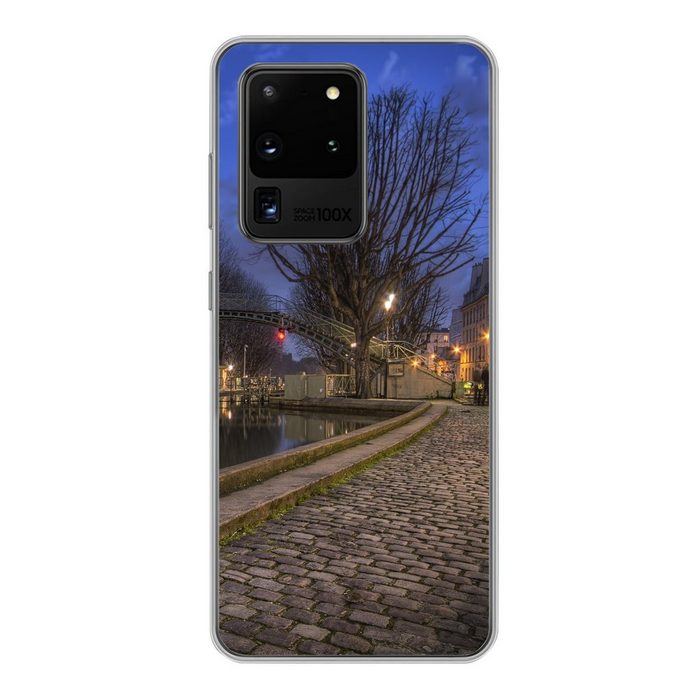 MuchoWow Handyhülle Paris - Nacht - Bäume Phone Case Handyhülle Samsung Galaxy S20 Ultra Silikon Schutzhülle