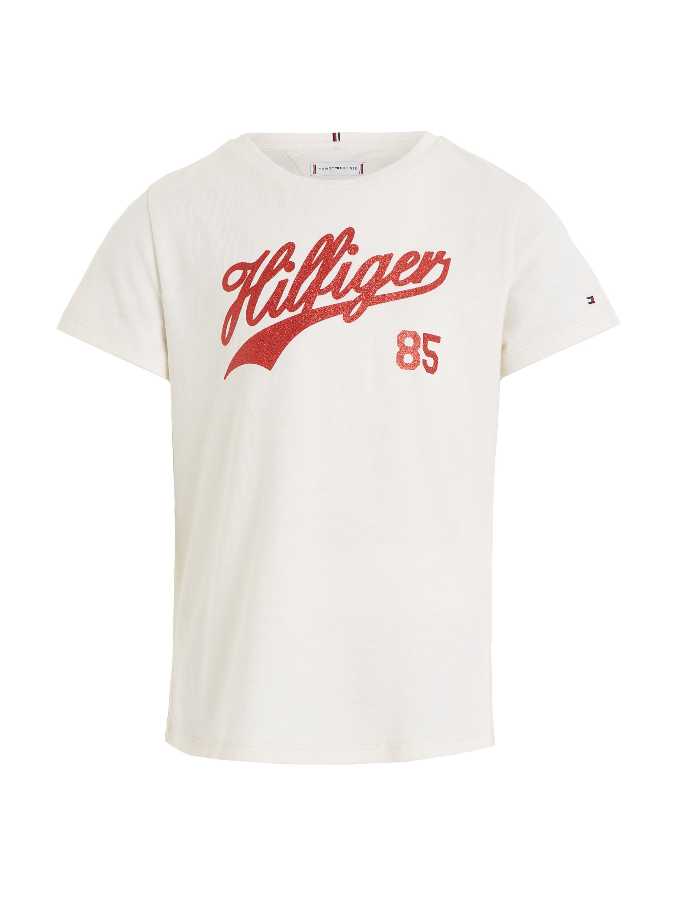 Tommy Hilfiger S/S Logo-Print HILFIGER SCRIPT T-Shirt mit TEE Hilfiger Calico