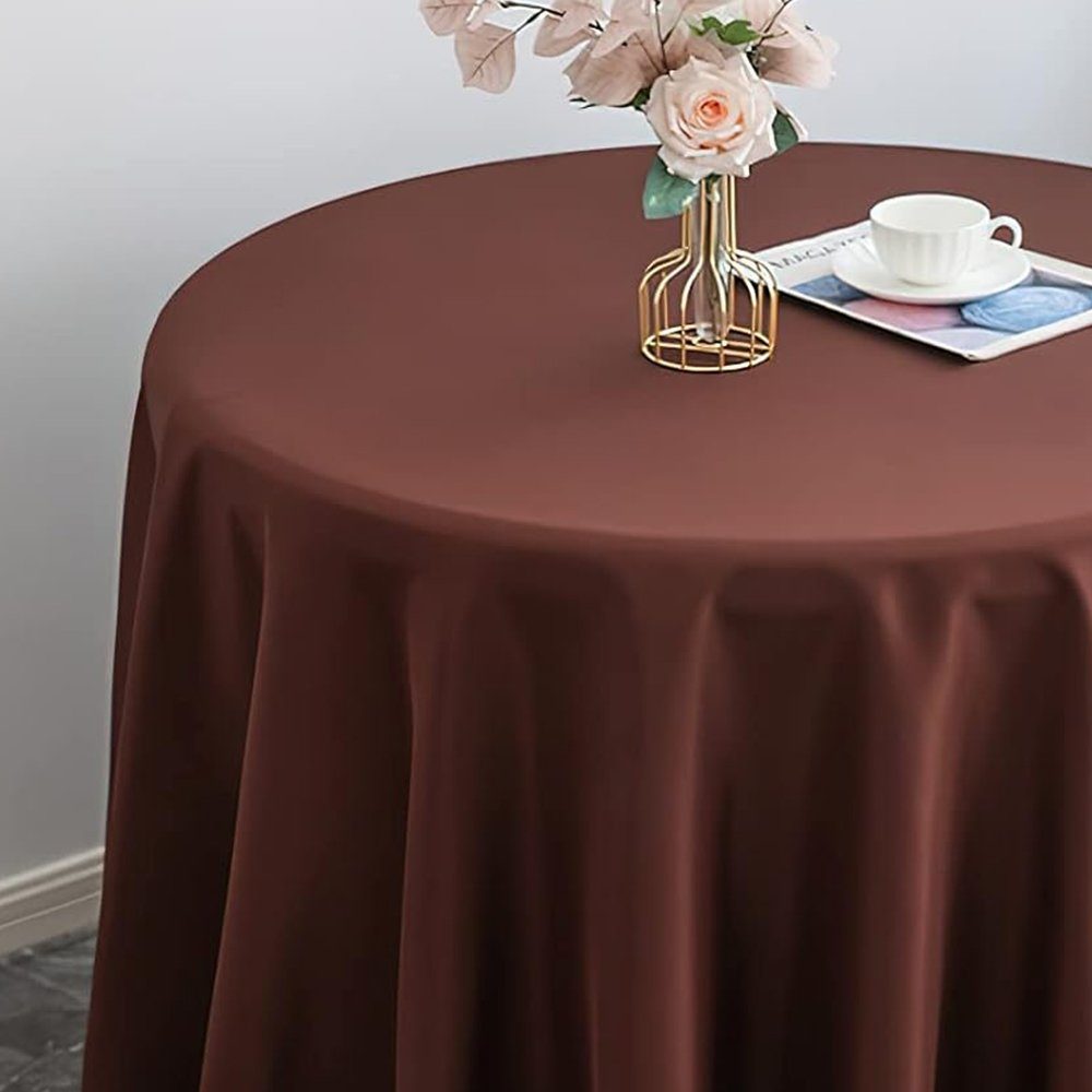 FELIXLEO Tischdecke Tischdecke Runde Einfarbiges Polyester Küche Dark  Coffee,160cm Round