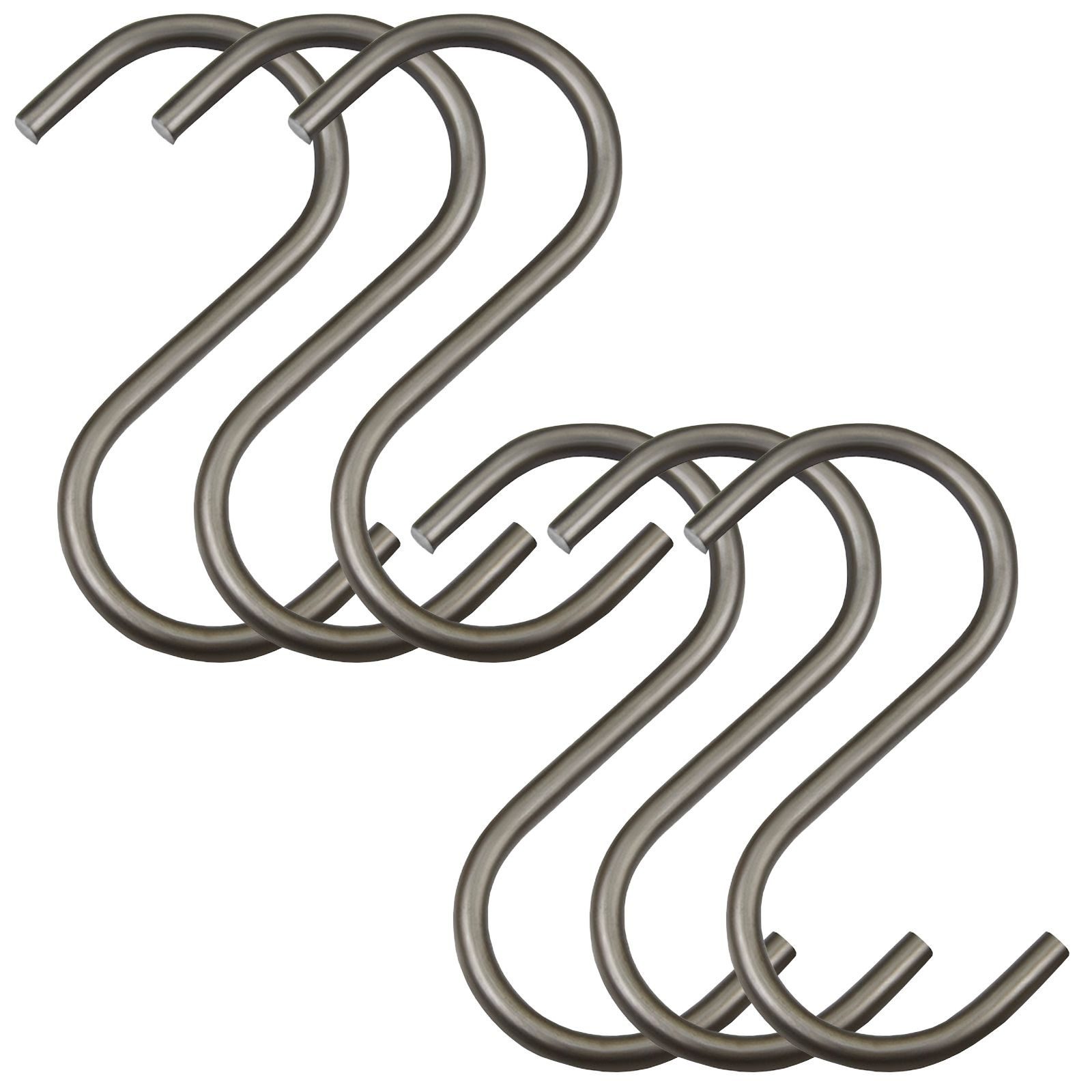 SO-TECH® S-Haken für Rundstäbe bis Ø 30 mm für Garderoben, Küchenreling uvm., (Spar-Set, 6-St), Rohstahl klar lackiert