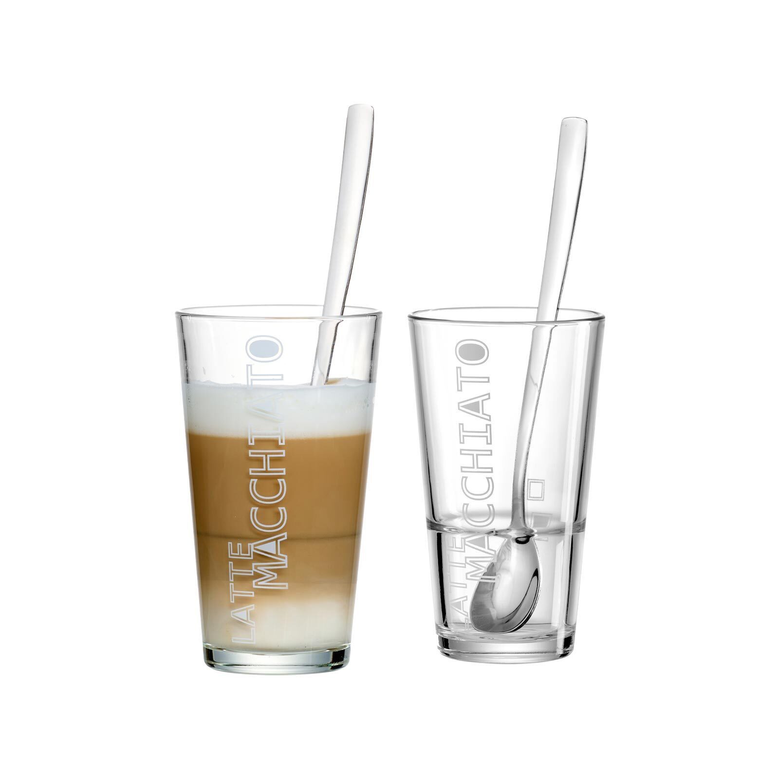 Latte-Macchiato-Glas Lena Latte Macchiato Gläser + Löffel 350 ml