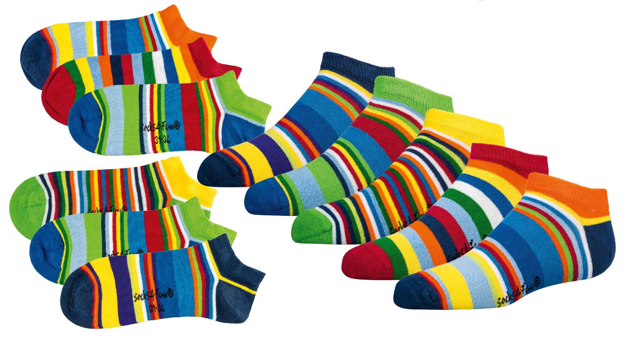 TippTexx 24 Sneakersocken 6 Paar Kinder Sneakersocken Baumwolle viele Motive Mädchen & Jungen (6 Paar) handgekettelte, weiche Naht