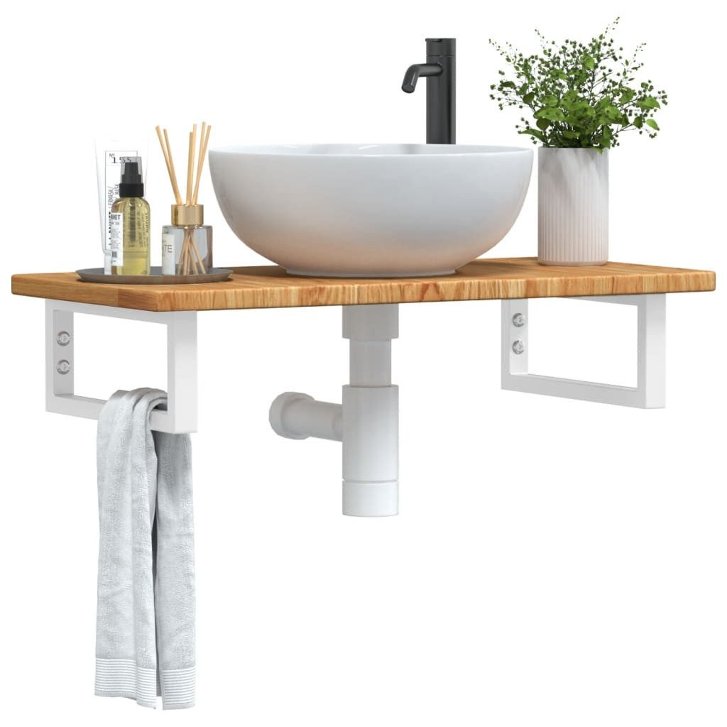 vidaXL Badezimmerspiegelschrank Waschtischplatte mit Halterung Stahl und Massivholz Eiche (1-St)