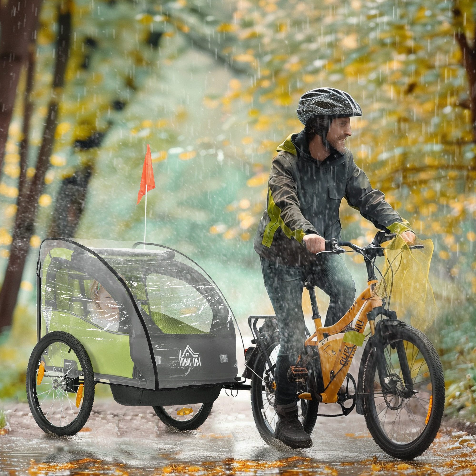 HOMCOM Kinderwagen-Regenschutzhülle Regenüberzug mit Klettverschluss, wasserdicht (Regenverdeck, 1-St., Regenschutz für Kinderanhänger), für Outdoor Transparent