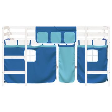 vidaXL Kinderbett Kinderhochbett mit Vorhängen Blau 90x190 cm Massivholz Kiefer Bett Bet