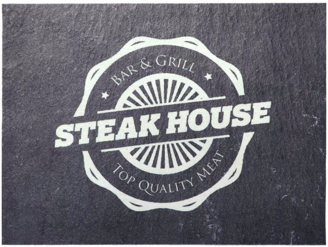 Fußmatte »STEAK HOUSE«, Primaflor-Ideen in Textil, rechteckig, Höhe 5 mm, Schmutzfangmatte, Grillmatte bzw. Grillunterlage ideal als Bodenschutz, mit Spruch, rutschhemmend, In- und Outdoor geeignet, waschbar-Otto