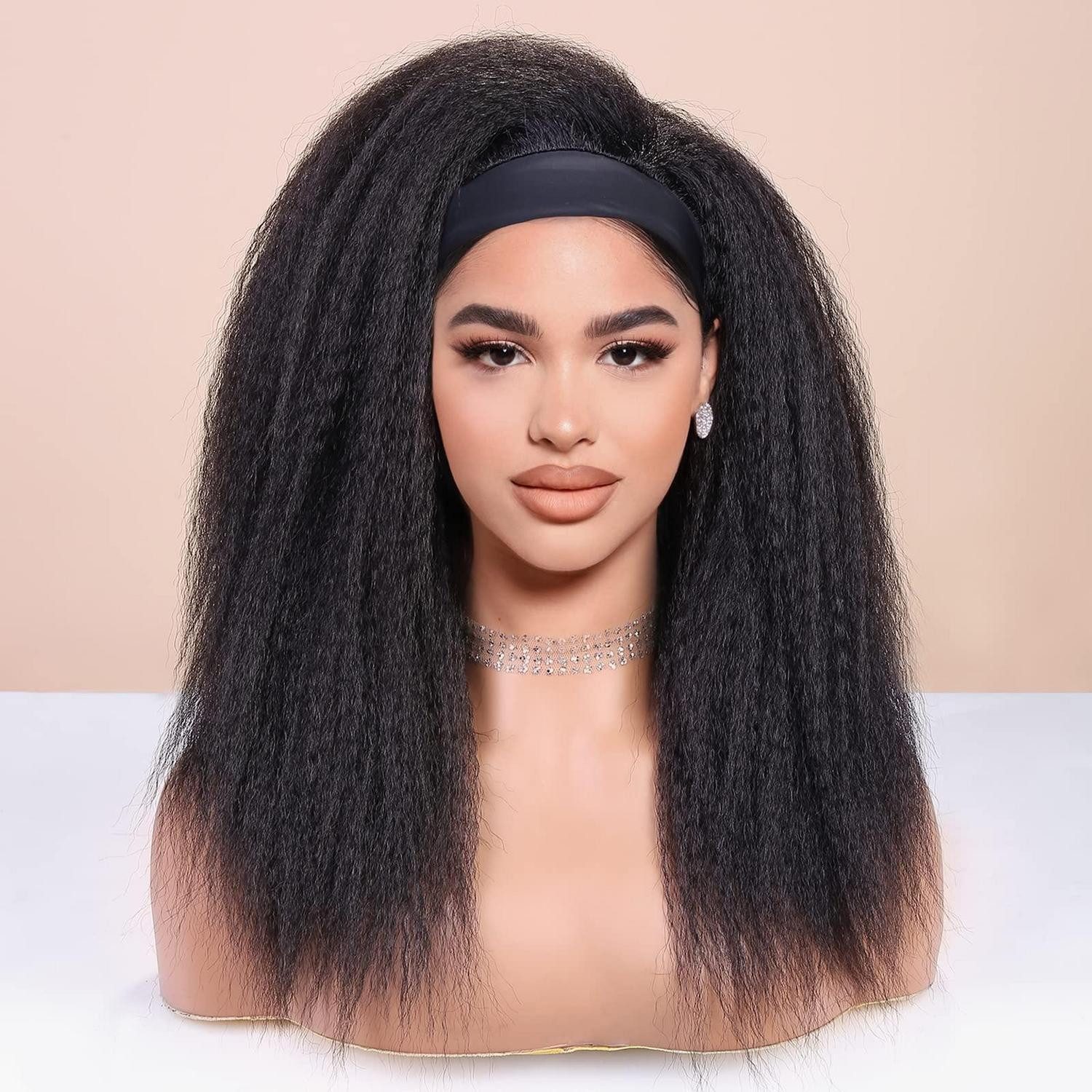LuxusKollektion Kunsthaarperücke Stirnbandperücke Kinky Straight Yaki Afro Damen 45 cm 1B 46 cm #1B